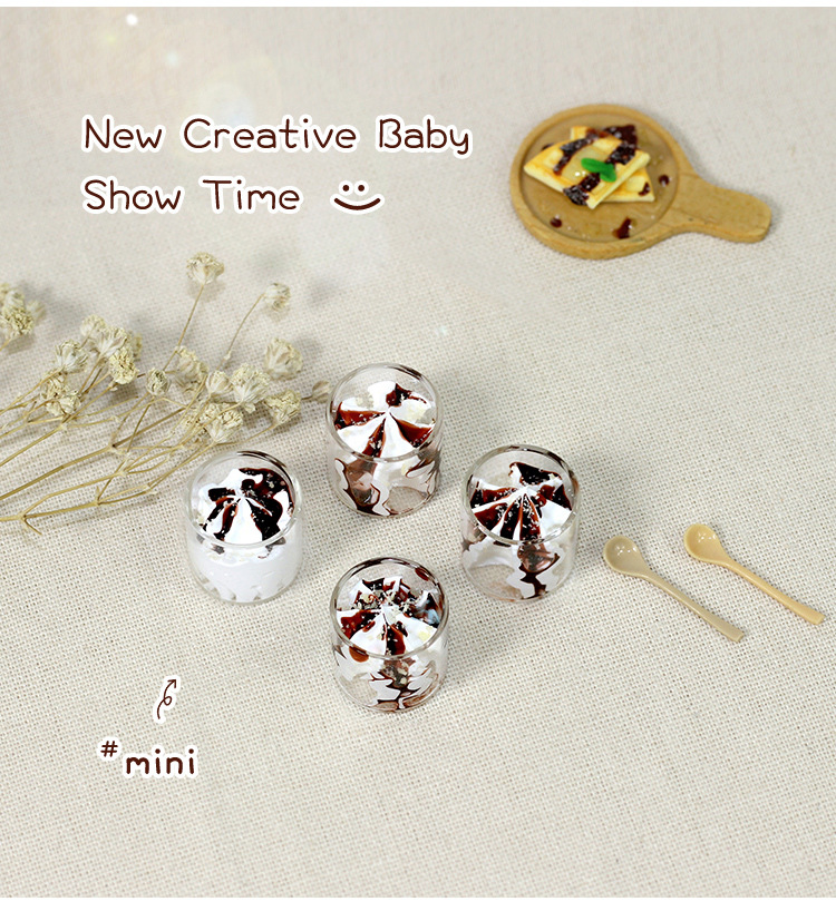 Doll House Accessories Ob11 Creative Design Decoration Miniature Model Toy Transparent Glass Ice Cream Cup Spoon I314 Doll House Accessories Ob11 Creative Design Decoration Miniature Model Toy Transparent Glass Ice Cream Cup Spoon I314