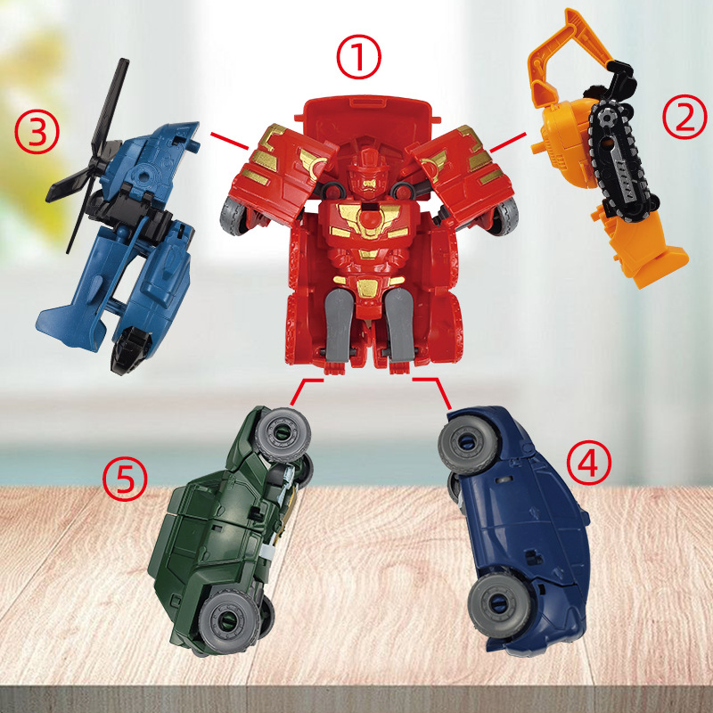 New 5-in-1 Diamond Robot Car Fit Deformation Robot Autobots Boy Children Model Toy