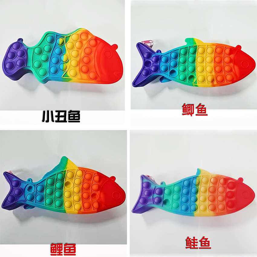 New Decompression Rat Killer Pioneer Fish Bag Children Pet Silicone Toy Bag Electric Fish Fingertip Bubble Music Bag