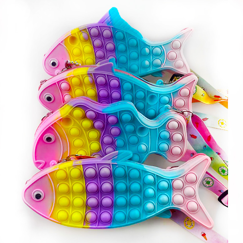 New Decompression Rat Killer Pioneer Fish Bag Children Pet Silicone Toy Bag Electric Fish Fingertip Bubble Music Bag