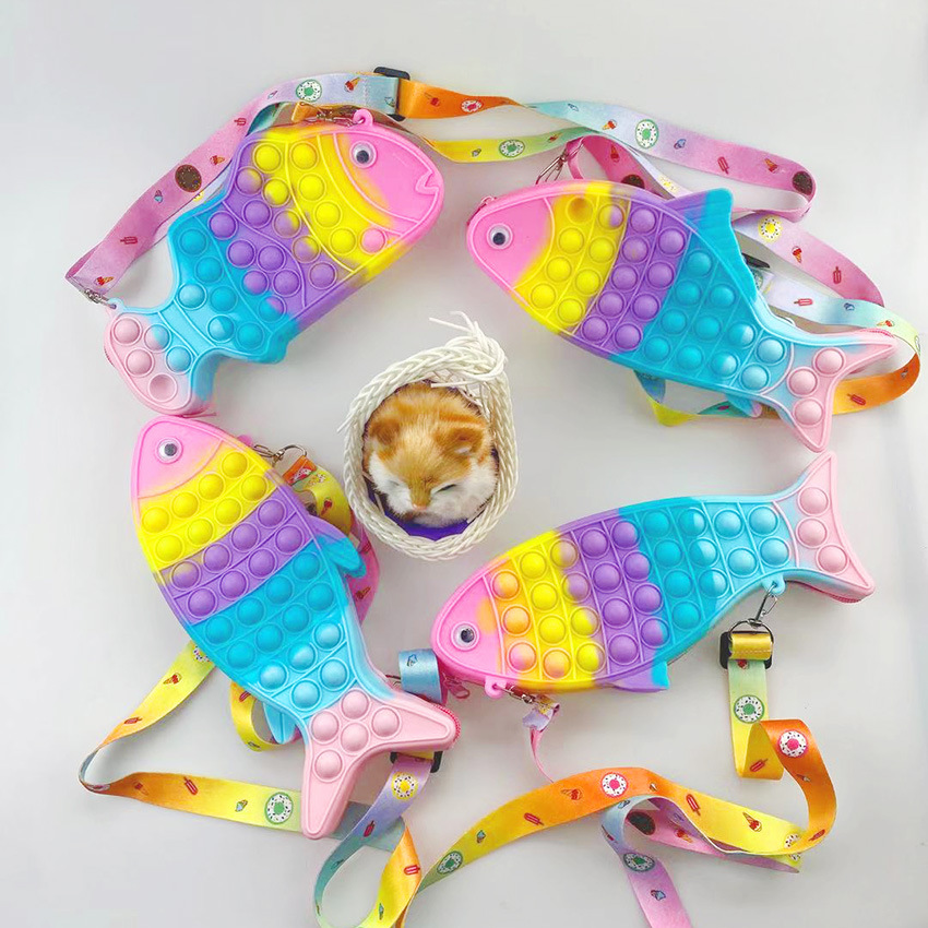 New Decompression Rat Killer Pioneer Fish Bag Children Pet Silicone Toy Bag Electric Fish Fingertip Bubble Music Bag