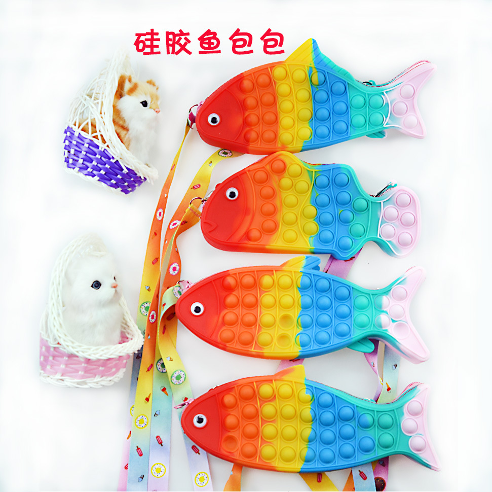 New Decompression Rat Killer Pioneer Fish Bag Children Pet Silicone Toy Bag Electric Fish Fingertip Bubble Music Bag