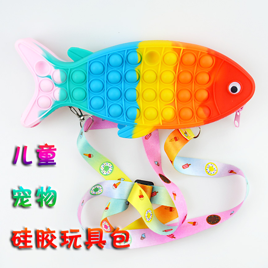 New Decompression Rat Killer Pioneer Fish Bag Children Pet Silicone Toy Bag Electric Fish Fingertip Bubble Music Bag