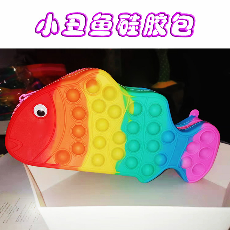 New Decompression Rat Killer Pioneer Fish Bag Children Pet Silicone Toy Bag Electric Fish Fingertip Bubble Music Bag
