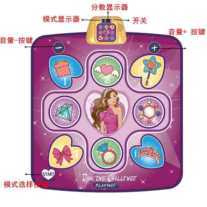 Cross-Border Dinosaur Electric Dancing Mat Children's Music Programmable Music Dancing Mat Game Blanket Music Box Toy