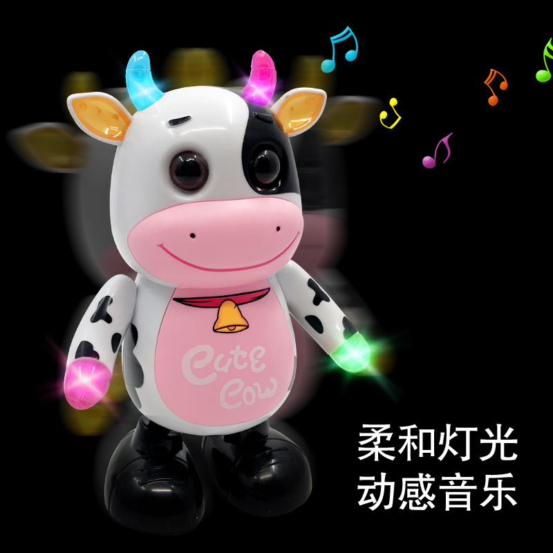 Tiktok Same Electric Dancing Little Cute Cow Robot Dynamic Music Light Magic Dance Toy Factory Wholesale
