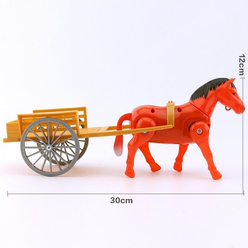 Electric Toy Horse-Drawn Tram Gift Simulation Pony Walking Horse Children Boy Carriage Rotating Circle Around Pile Horse