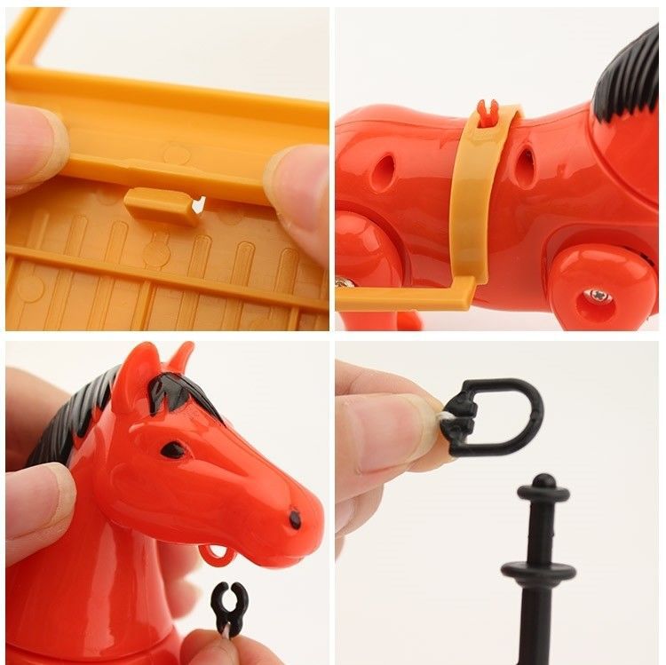 Electric Toy Horse-Drawn Tram Gift Simulation Pony Walking Horse Children Boy Carriage Rotating Circle Around Pile Horse