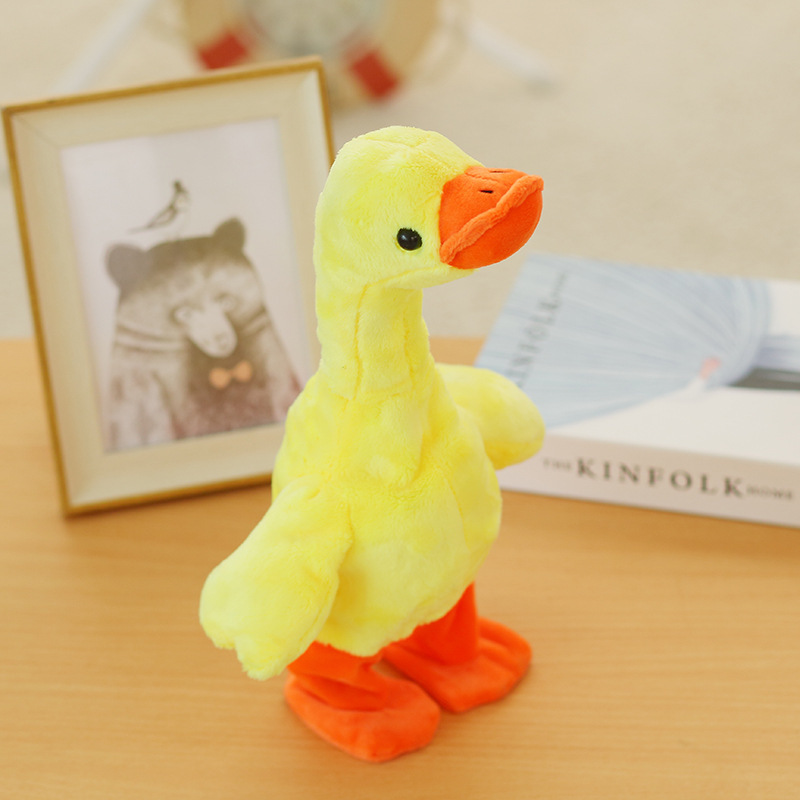 Electric Small Yellow Duck Plush Toy Walking Singing Neck Duck Toy Stall Supply Tik Tok Toys