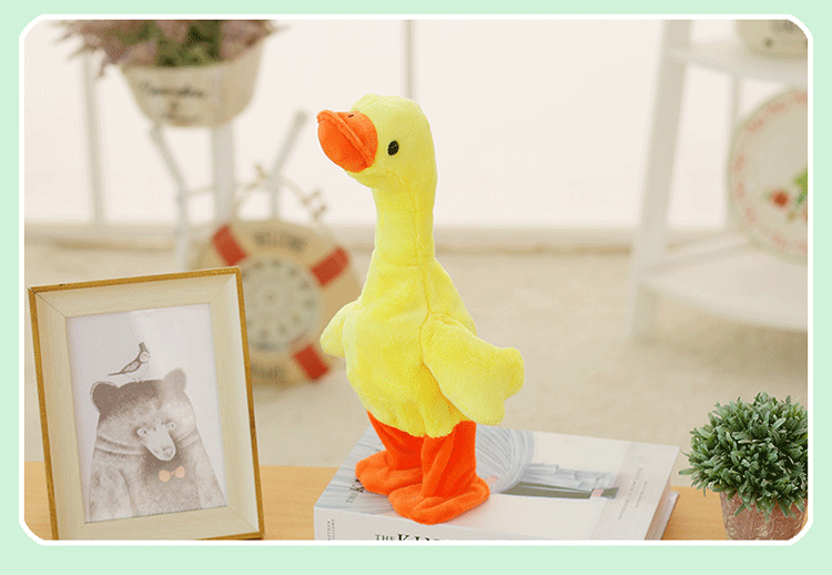 Electric Small Yellow Duck Plush Toy Walking Singing Neck Duck Toy Stall Supply Tik Tok Toys