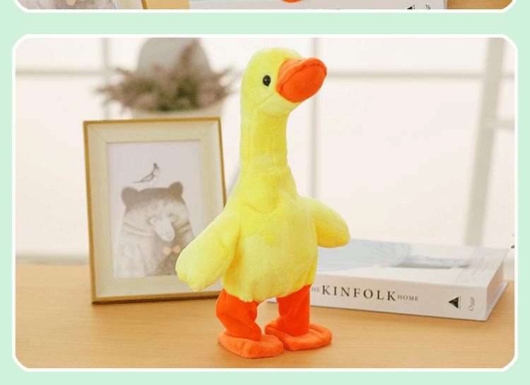 Electric Small Yellow Duck Plush Toy Walking Singing Neck Duck Toy Stall Supply Tik Tok Toys