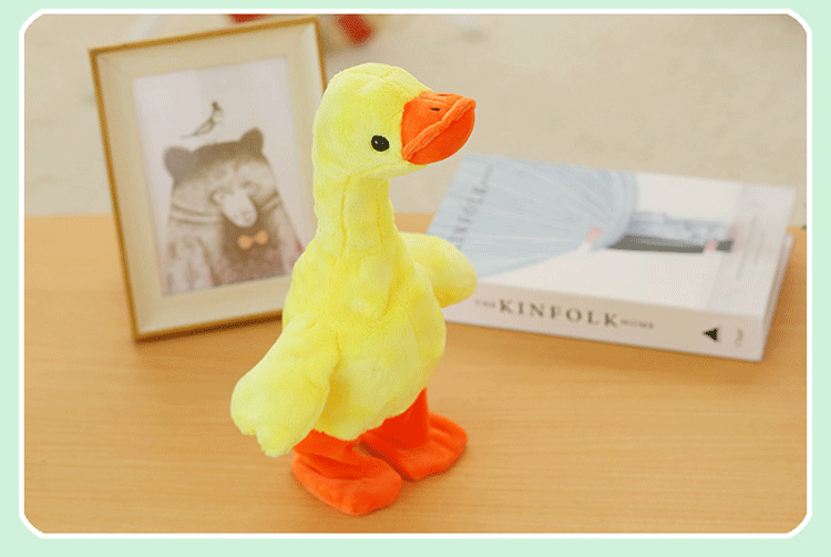 Electric Small Yellow Duck Plush Toy Walking Singing Neck Duck Toy Stall Supply Tik Tok Toys