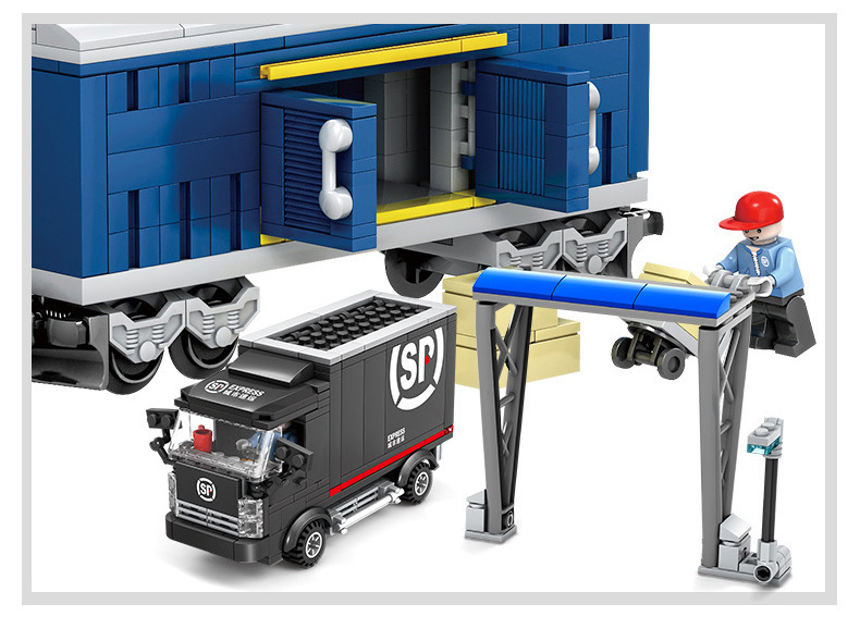 Kazi 98219-20 Electric Rail Train Dongfeng Diesel Diesel Locomotive Children Assembling Building Blocks Train Toy