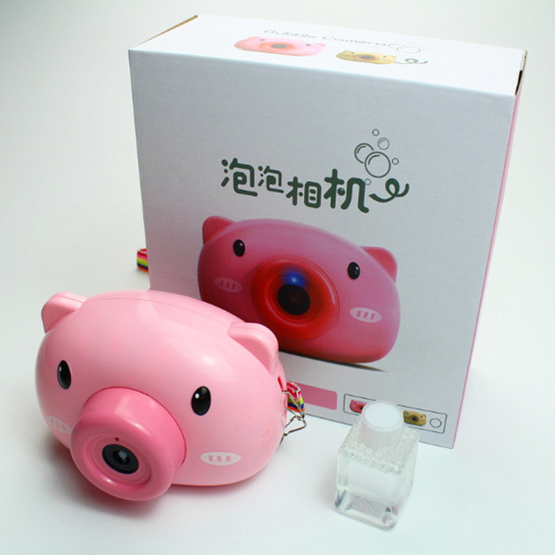 Web celebrity Children Bubble machine, piggy Bubble Camera, automatic Electric music Light Toy bubble liquid