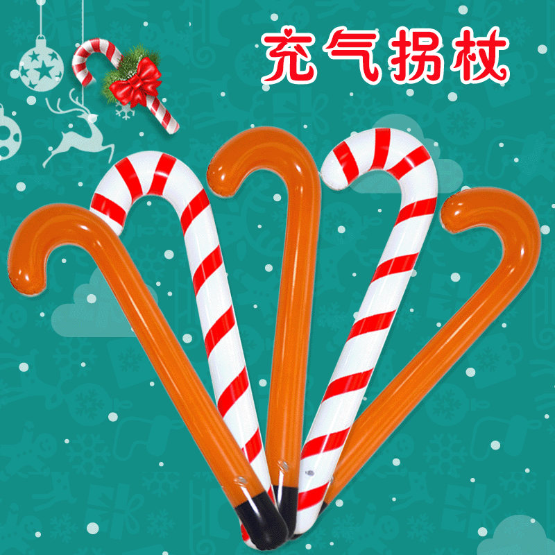 PVC Inflatable Crutches Christmas Walking Stick for the Elderly Christmas Activity Props Cross-Border Inflatable Toys
