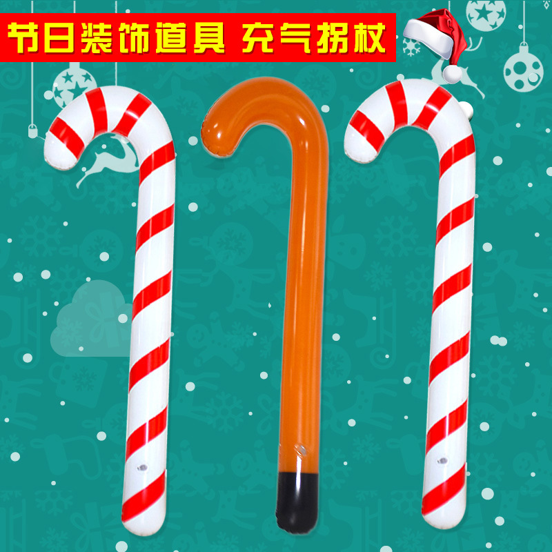 PVC Inflatable Crutches Christmas Walking Stick for the Elderly Christmas Activity Props Cross-Border Inflatable Toys