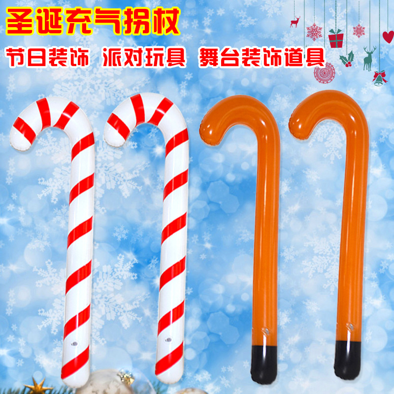 PVC Inflatable Crutches Christmas Walking Stick for the Elderly Christmas Activity Props Cross-Border Inflatable Toys