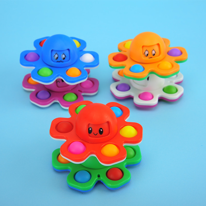 Cross-Border Amazon Sources Face-Changing Octopus Fingertip Gyro Deratization Pioneer Pop Decompression Decompression Toy Wholesale