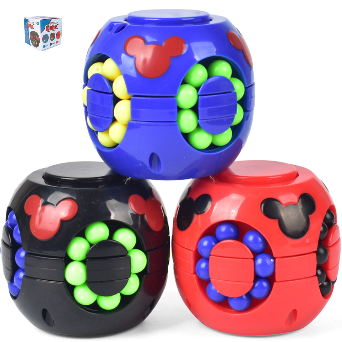 Creative Style Small Magic Bean Burger Cube Puzzle Fingertip Gyro Decompression Decompression Magic Bean Rubik&#039;s Cube Toy Factory Direct Sales