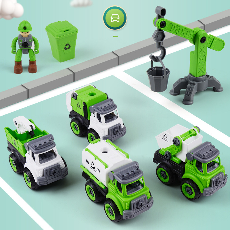 Children&#039;s Twist Screw Assembled Engineering Vehicle Toy Detachable DIY Hands-on Assembly Sliding Toy Car Package