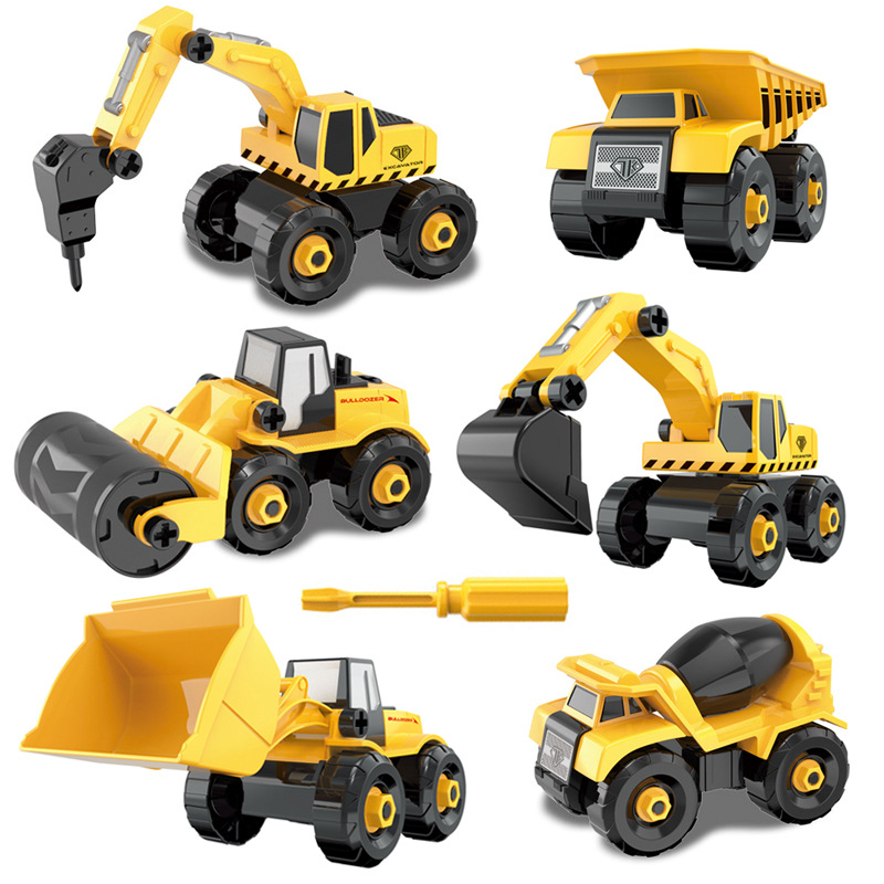 Amazon Early Education Assembling Engineering Car Toys Disassembling Excavator Model Car Plastic Disassembling Engineering Vehicle