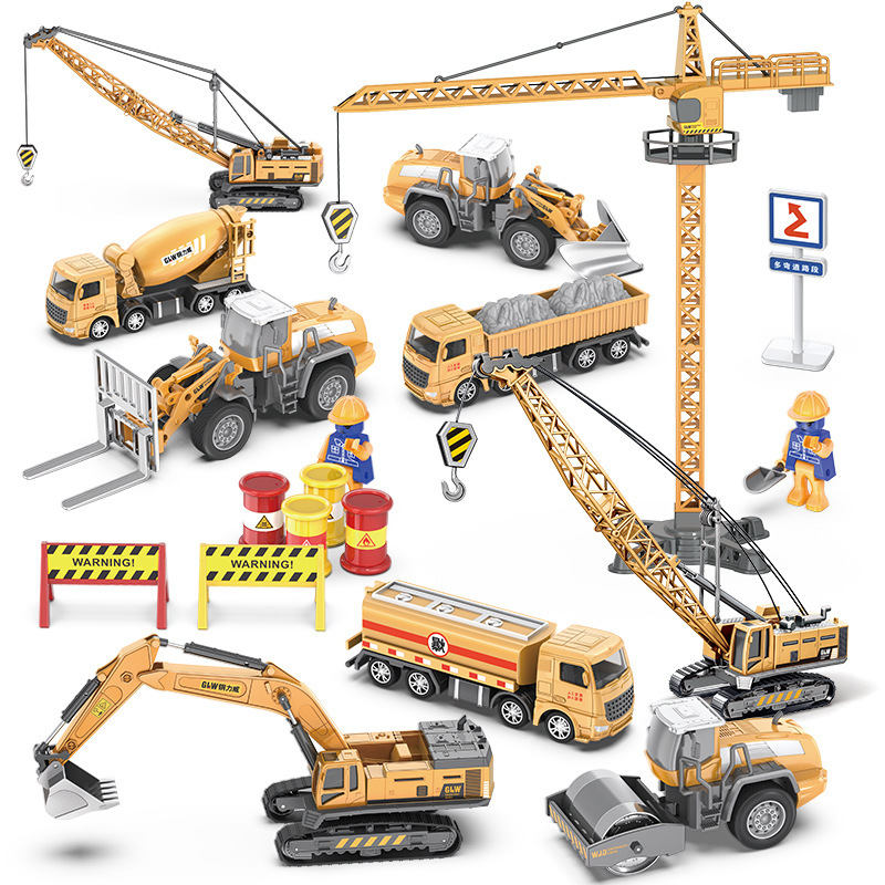 4678 Simulation Alloy Car Model 1:55 Engineering Excavator Set Crane Truck Sliding Children&#039;s Toys