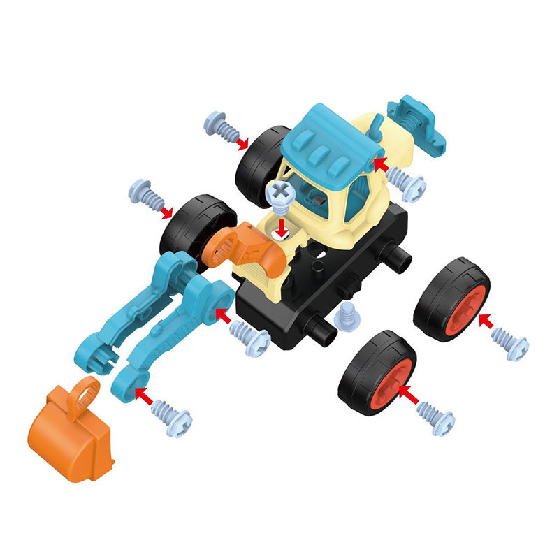 Cross-Border Children Disassembly Engineering Vehicle DIY Excavator Soil Pushing Toy Car Detachable Puzzle Screw Combination Model