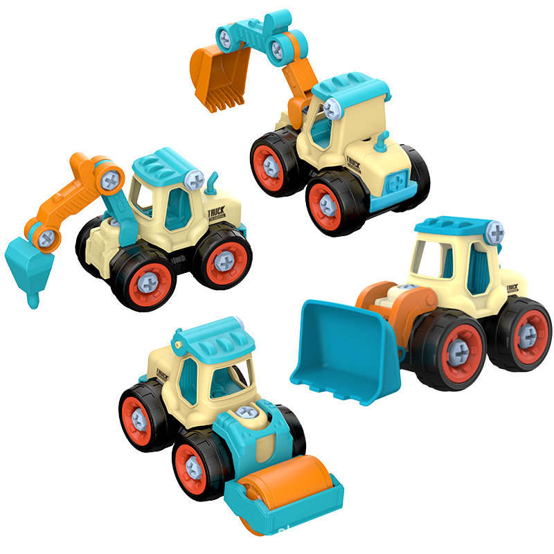 Cross-Border Children Disassembly Engineering Vehicle DIY Excavator Soil Pushing Toy Car Detachable Puzzle Screw Combination Model