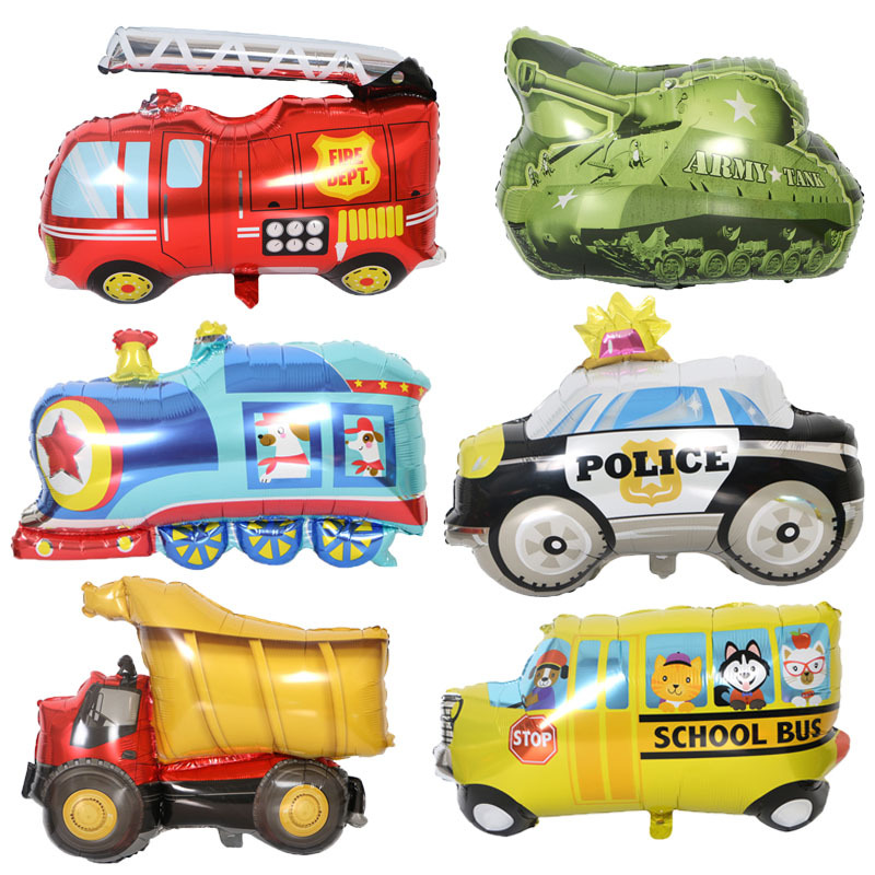 Engineering Vehicle Aluminum Film Balloon Train Tank Fire Truck Balloon Baby Birthday Car Party Deployment and Decoration Engineering Vehicle Aluminum Film Balloon Train Tank Fire Truck Balloon Baby Birthday Car Party Deployment and Decoration
