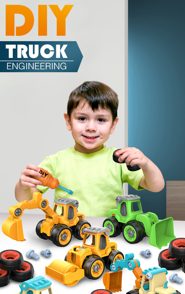 Cross-Border Children Disassembly Engineering Car Toys DIY Nut Assembly Puzzle Disassembly Simulation Sliding Mining Car Model Cross-Border Children Disassembly Engineering Car Toys DIY Nut Assembly Puzzle Disassembly Simulation Sliding Mining Car Model