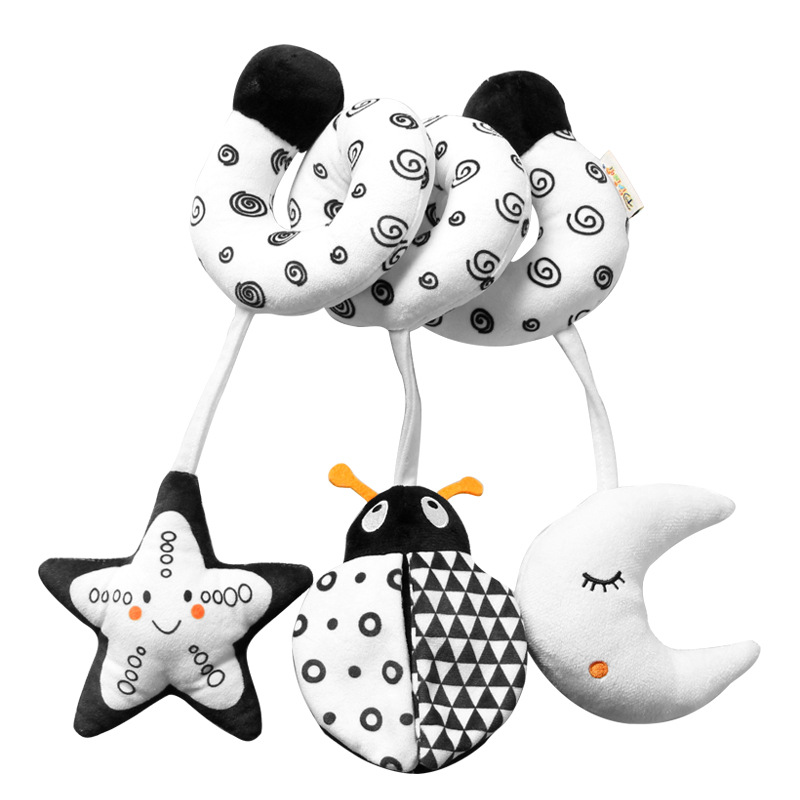 New Arrival Cartoon Animal Crib Winding Toy with Bell Black and White Bed Winding Series Baby Toys in Stock