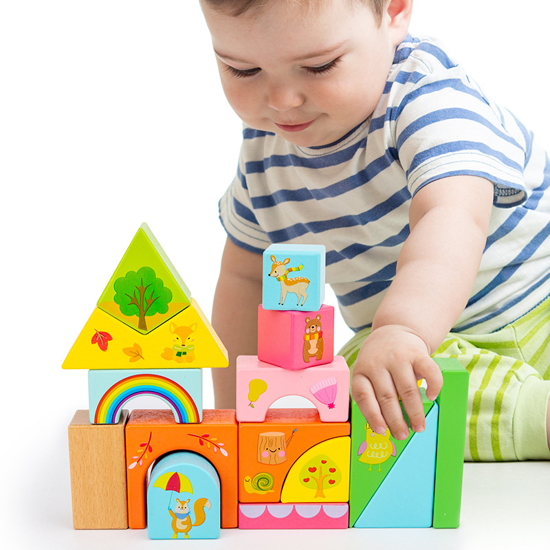 Colorful Scene Building Blocks Wooden Early Childhood Education Children&#039;s Large Wooden Baby Toys Get Wooden Frame Stall Supply Hot Sale