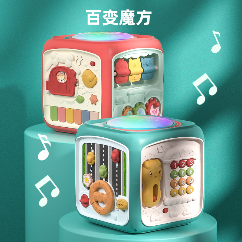 Hexahedral Children Early Education Music Hand Drum 0-1-2 Years Old Baby Music Drum Baby Toys 6-8 Months