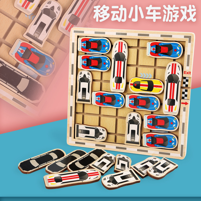 Shift Maze Wooden Educational Baby Toys Mobile Car Game Cognitive Children Moving Car Inverted Garage 3-8 Years Old