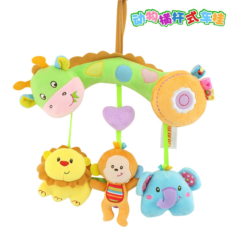 Tololo Baby Toys 0-1 Years Old Animal Bed Bell Soothing Plush Toy Baby Rattle Baby Car Hanging