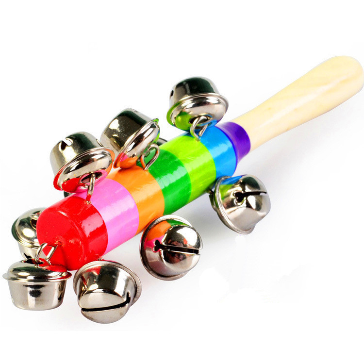 Wooden Colorful Hand Rattle Wooden Rainbow Rattle Word Hand Rattle Infant Early Baby toys