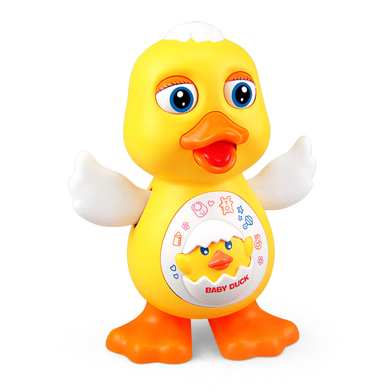 Tiktok Hot Sale Dancing Little Cute Duck Music Light Dancing Red Duck Electric Swing Doll Stall