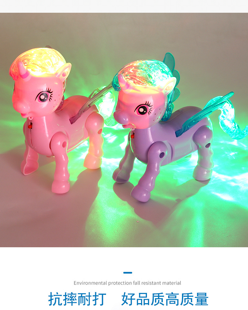Electric Rope Unicorn Luminous Band Music Rope Animal Walking Doll Horse Children Stall Toy Wholesale