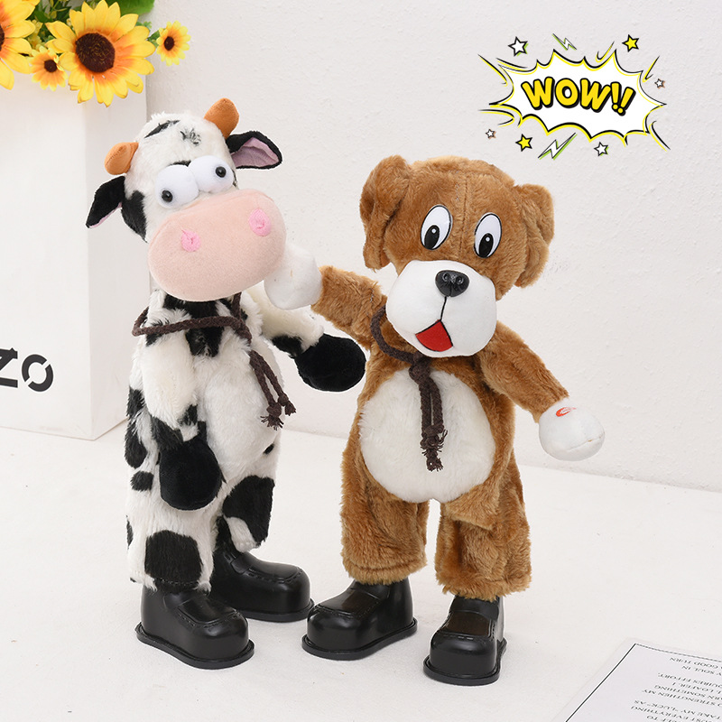 Cute Animal Shaking Head Electric Plush Toy Singing Dancing Walking Shaking Head Donkey Funny Doll Doll Wholesale