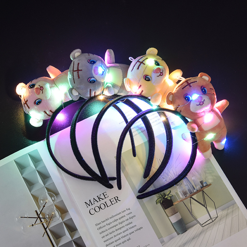 2022 Tiger Year Decoration Props Glowing Headdress Tiger Doll Headband Children Adult Headband Performance Props Gift