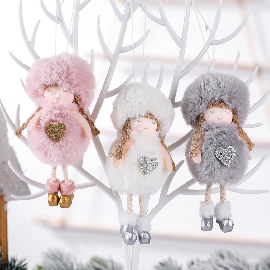 Warm Winter New Cross-Border Platform Christmas Plush Angel Pendant Cute Doll Gift Christmas Tree Pendant