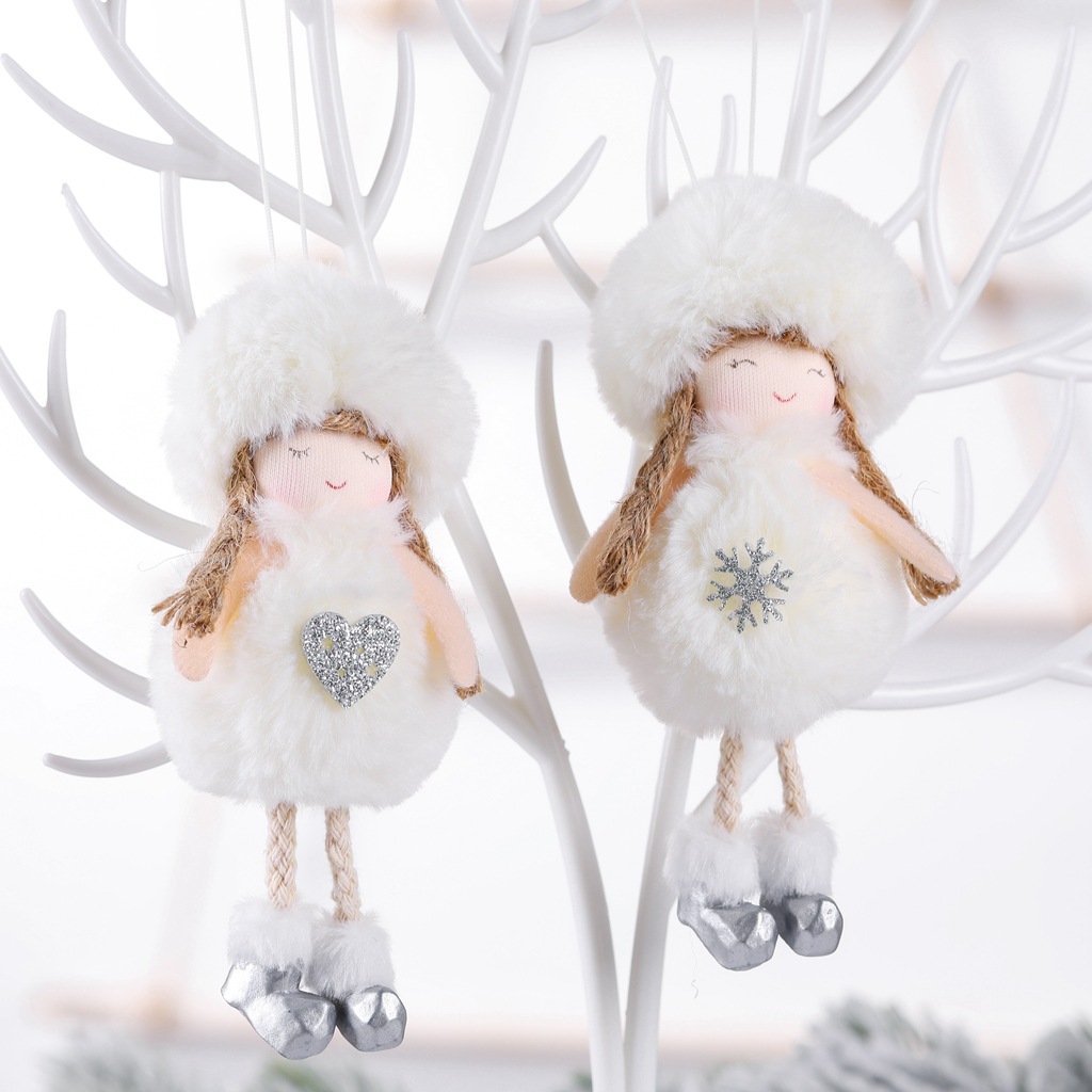 Warm Winter New Cross-Border Platform Christmas Plush Angel Pendant Cute Doll Gift Christmas Tree Pendant