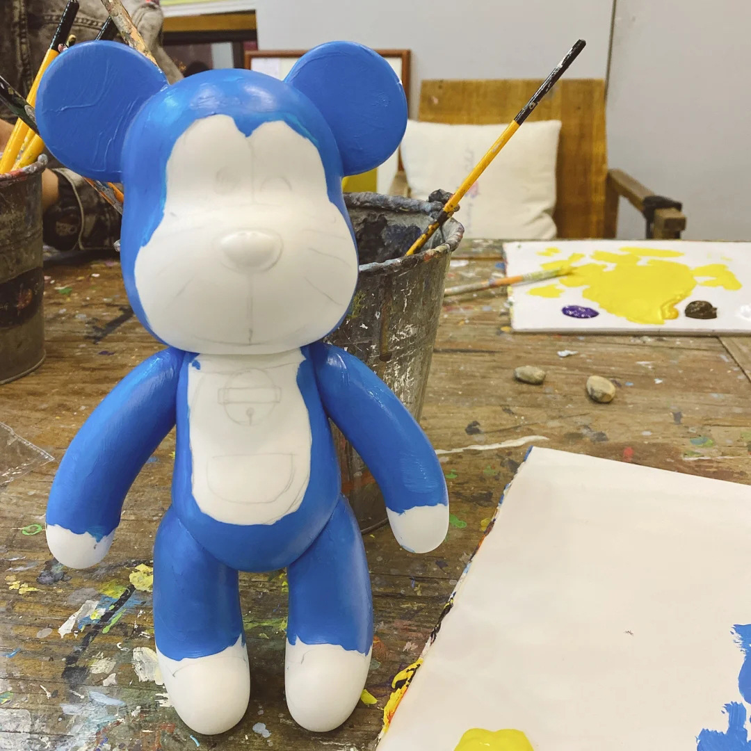 Large DIY Violent Bear Bearbrick Graffiti Fluid Painting White Body Graffiti Non-Plaster Doll Vinyl Toys Wholesale