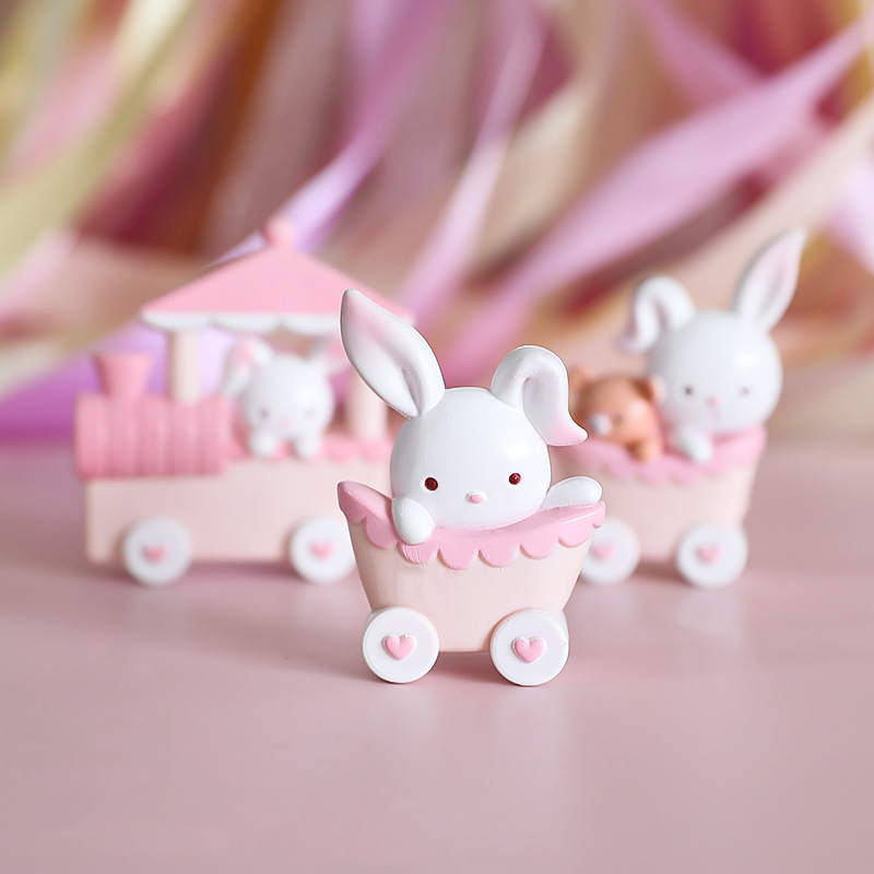 Original Pink Little Bunny Train Birthday Cake Decoration Doll Decoration PVC Material Pink Rabbit Train Original Pink Little Bunny Train Birthday Cake Decoration Doll Decoration PVC Material Pink Rabbit Train