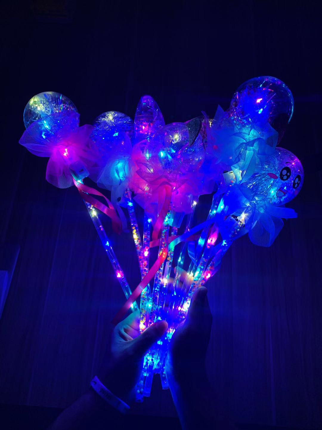 New Five-Pointed Star Love Magic Wand Bounce Ball Starry Sky Stick Push and Drain Products Children's Luminous Toys Wholesale