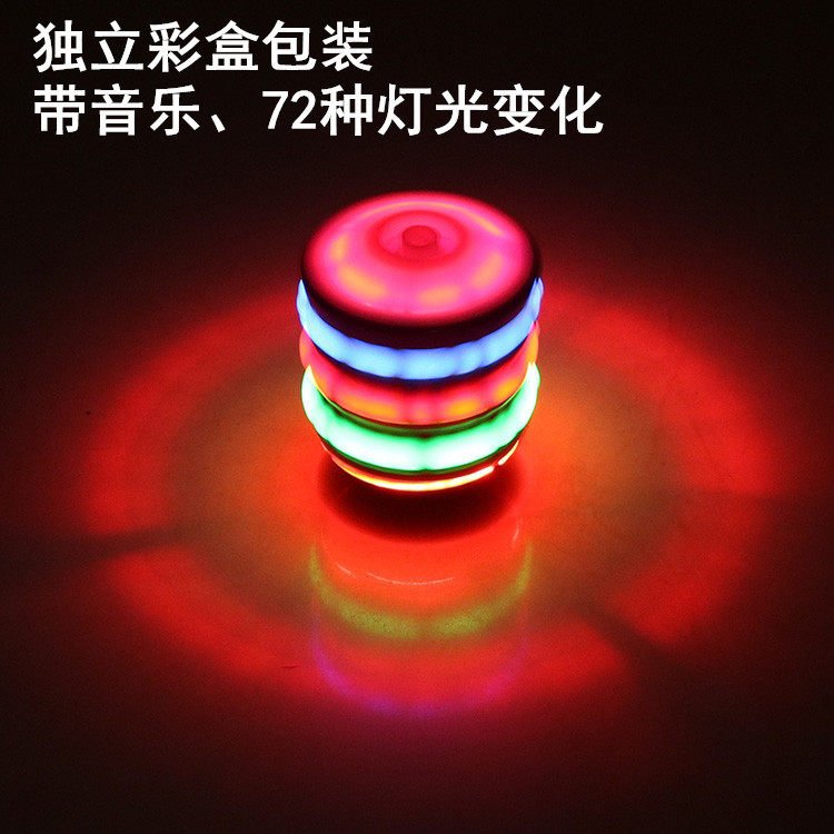 Children's Luminous Toys Colorful Flash Imitation Wood Gyro Light Music Sound Electric Gyro Night Market Stall Wholesale