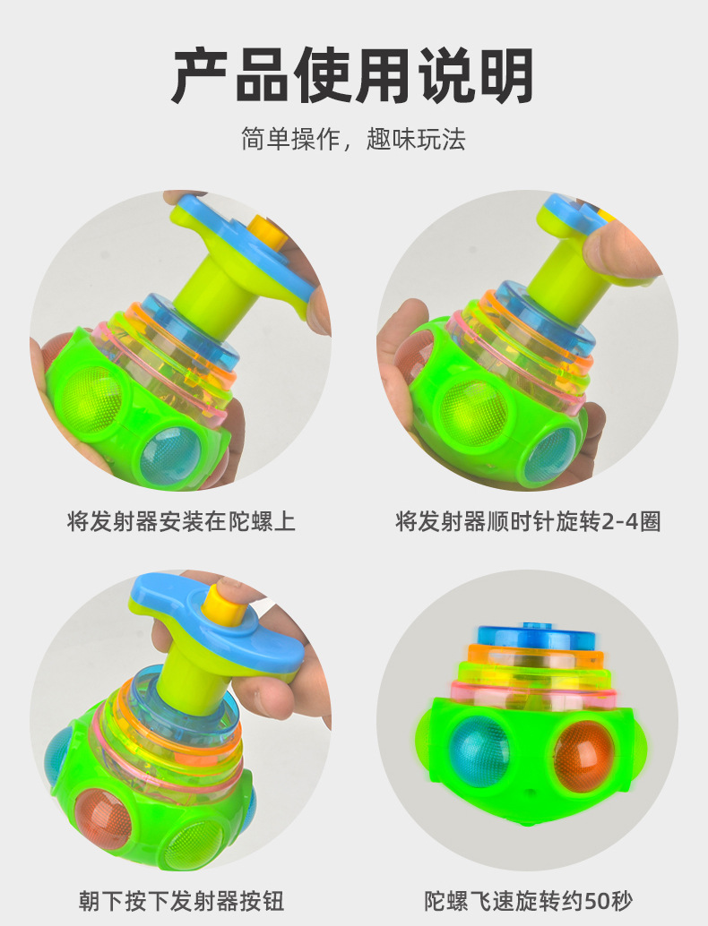 Internet Celebrity Children's Luminous Toys Light Music Gyro Rotating Toy Boys and Girls Stall Square Wholesale Cross-Border