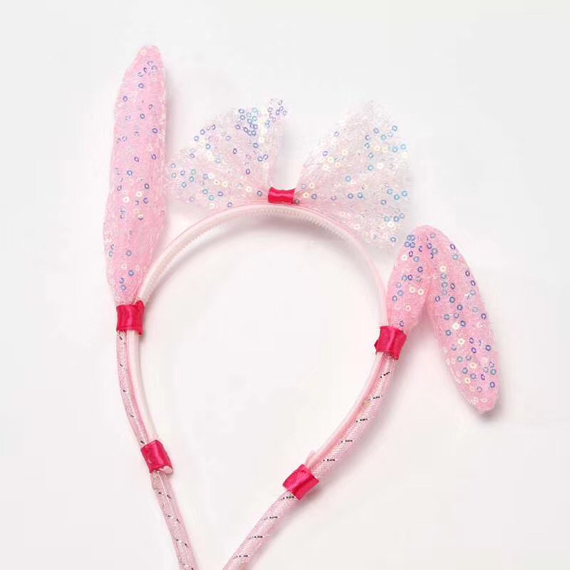 Hand Pinch Ears Moving Rabbit Ears Hair Clip Headband Head Buckle Stall Night Market Hot Selling Luminous Toys