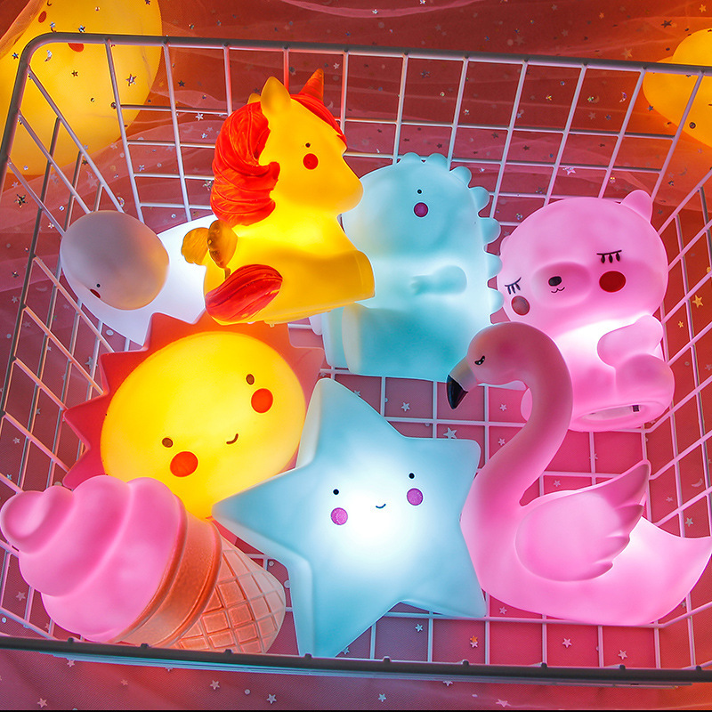 Cartoon Ins Popular Bedroom Bedside Small Night Lamp Vinyl Children&#039;s Stall Luminous Toys Christmas Gift Wholesale