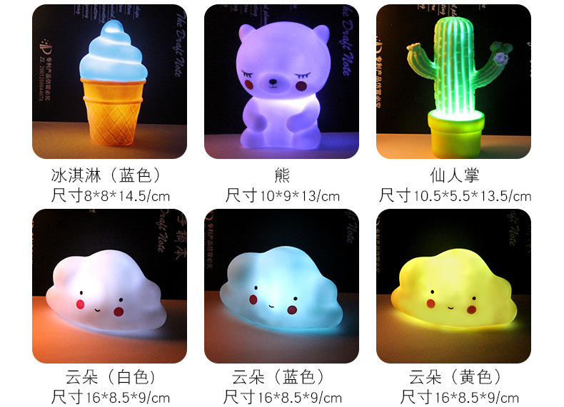 Cartoon Ins Popular Bedroom Bedside Small Night Lamp Vinyl Children's Stall Luminous Toys Christmas Gift Wholesale Cartoon Ins Popular Bedroom Bedside Small Night Lamp Vinyl Children's Stall Luminous Toys Christmas Gift Wholesale